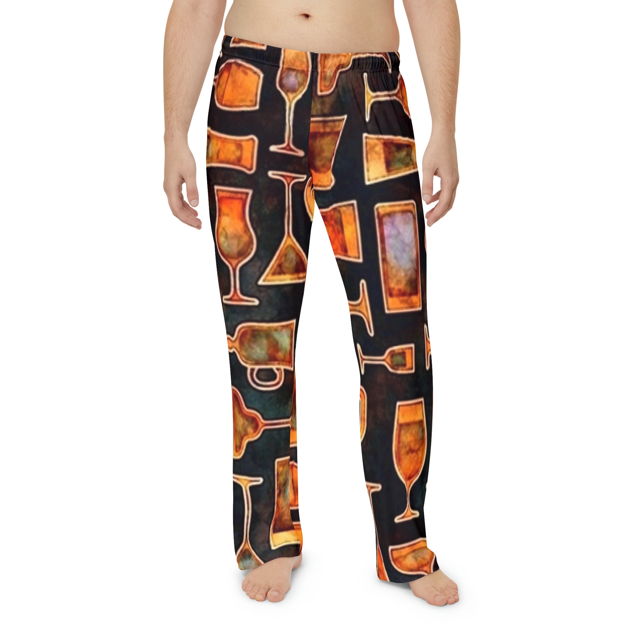 Mens Pajama Pants Cocktail Glasses , Cocktails Pj Pants, Novelty Lounge