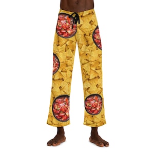 Men's Pajama Pants tortilla chips n salsa, chips pj bottoms, funny man gift, martinis novelty pjs, mens lounge pants, gift for him image 8