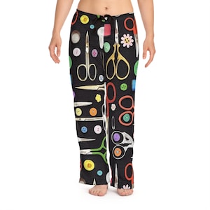 Ladies pajama pants sewing accessories, seamstress pj bottoms, womens novelty lounge pants, holiday gift, gift for her