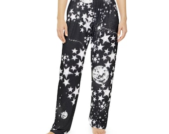 Ladies stars and moon Pajama Pants, whimsical pj pants, star lounge pants, novelty pajama bottoms, sleep apparel