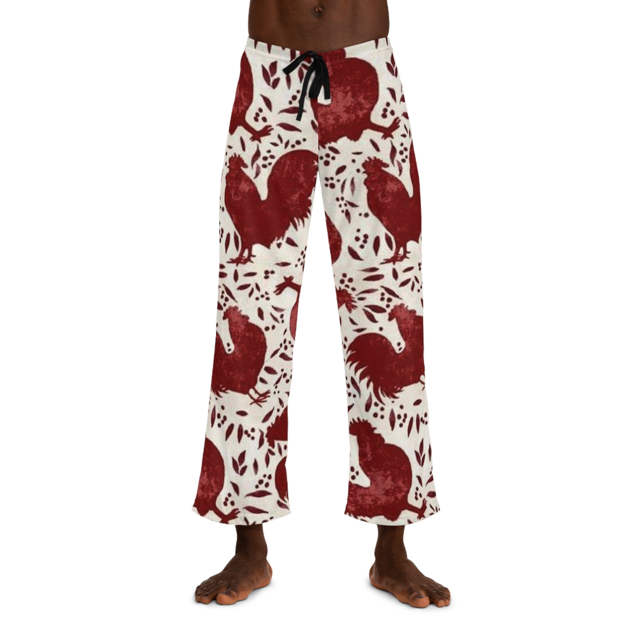 Men's Rooster Pajama Pants, Chicken Lover Pj Bottoms, Gift for Him
