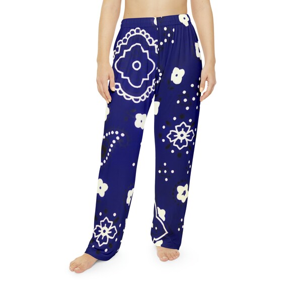 Ladies Blue Bandana Print Pj Bottoms Funny Loungewear Womens Pjs Novelty Pj Pants Lounge Pants Ladies Sleepwear Etsy