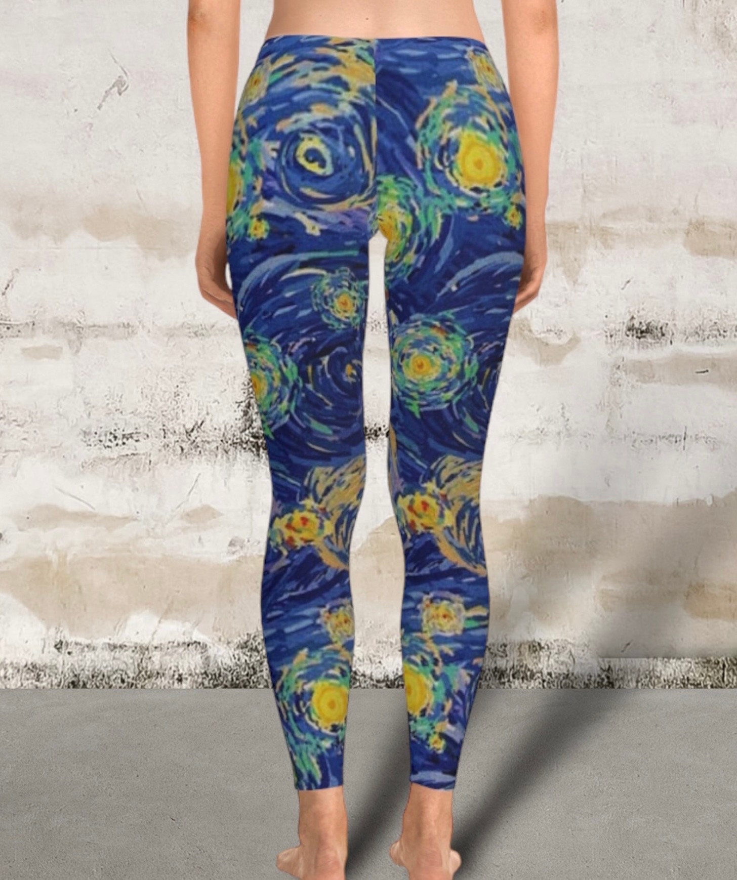 Soft Stretchy Leggings Blue and Yellow Swirl Abstract Yoga Etsy