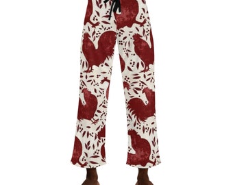 Men's rooster Pajama Pants, chicken lover pj bottoms, gift for him, funny mens lounge pants