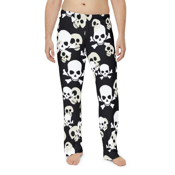 Pantalon de pyjama pour hommes sur le thème des têtes de mort, bas de pyjama fantaisie têtes de mort, pantalons de détente pour hommes, cadeau de gars drôle, cadeau pour papa, fête des pères