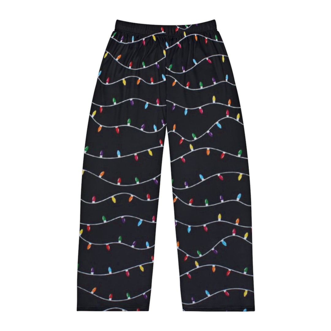 Men's Pajama Pants, Christmas Lights Pj Pants, Festive Novelty Lounge Pants Men, Gift for Him