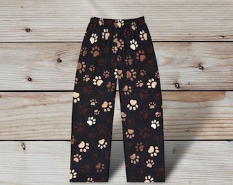 Ladies paw print Pajama Pants, cat lovers pj pants, cute ladies novelty pajama lounge pants, pajama bottoms