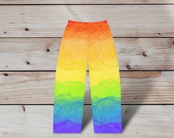 Ladies pajama Pants rainbow flag pride, LGBTQ novelty pj bottoms, gift for her, women's lounge pants, fashion gay pride pajamas