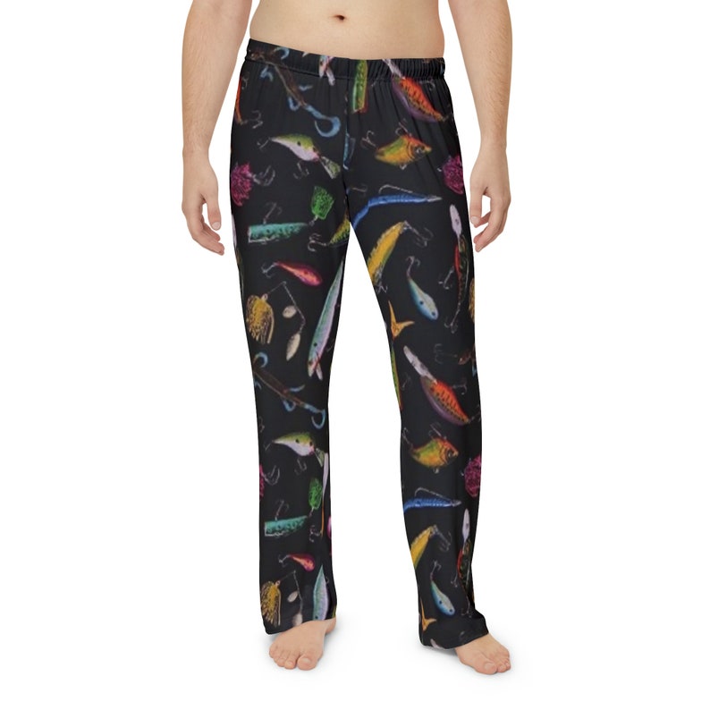 Men's Pajama Pants Fishing Themed, Fishing Lure Pj Pants, Novelty
