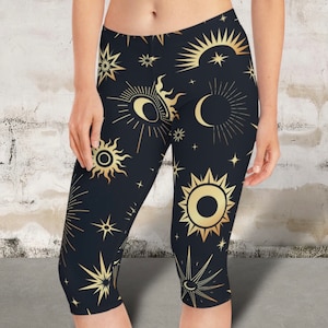 Sun & Moon Celestial Print Buttery Soft CAPRI Leggings 