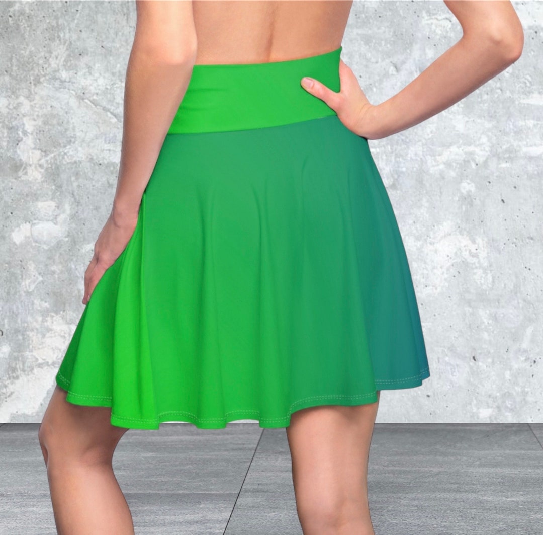 Girls Green Rib Skater Skirt