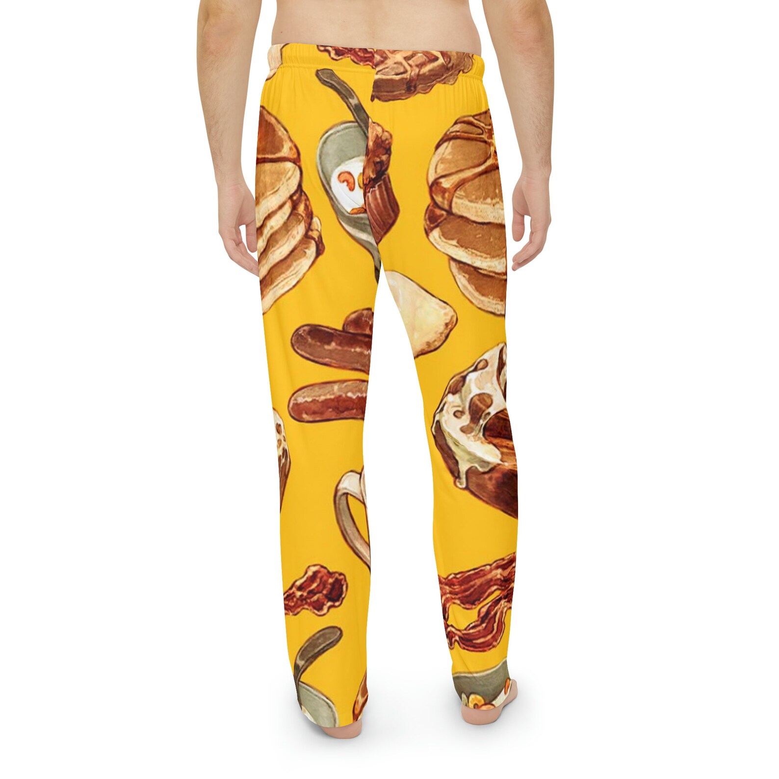 Men's Breakfast Themed Pajama Pants, Food Pj Pants, Novelty Lounge