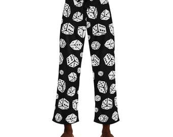 Men's dice Pajama Pants, gaming theme pj bottoms, dice pjs, gift for him, funny mens lounge pants, holiday gift idea