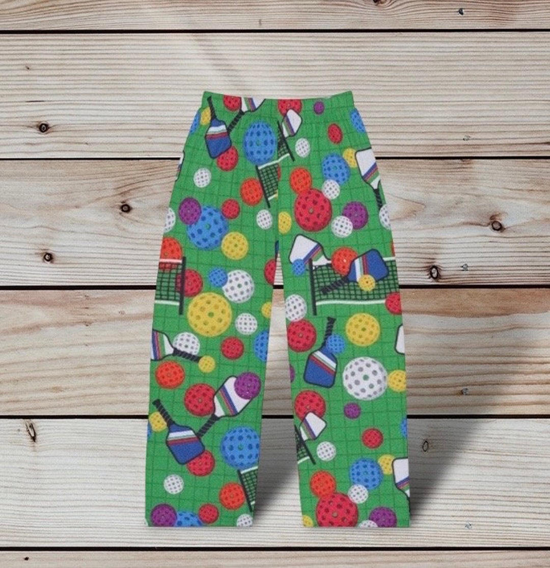 Men's Pajama Pants Pickleball Themed, Pickleball Pj Pants, Novelty
