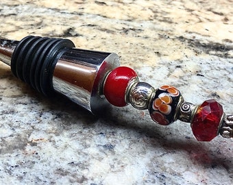 Topper de vin perlé, bouchon de vin de perles de verre, art de bouteille de vin, décoration de cuisine, accessoires de vin, cadeau d'amateurs de vin