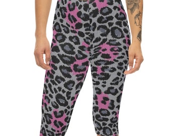 Womens cheetah print Capri Leggings, ladies capris, yoga pants, ladies athleisure, workout gear, ladies casual wear