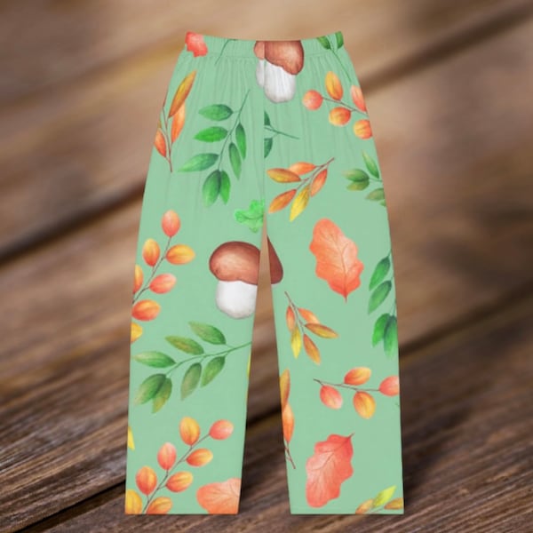 Mushroom aesthetic pajama pants, cottage core lounge pants, mushrooms pj bottoms, novelty pjs pants, gift for mom girlfriend, teen gift