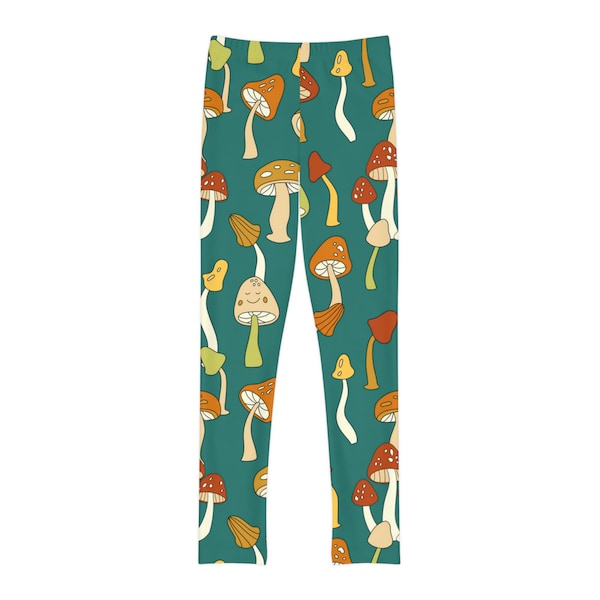 Leggings a figura intera per bambini funghi, pantaloni da salotto novità per bambini, leggings a tema funghi, abbigliamento casual per bambini