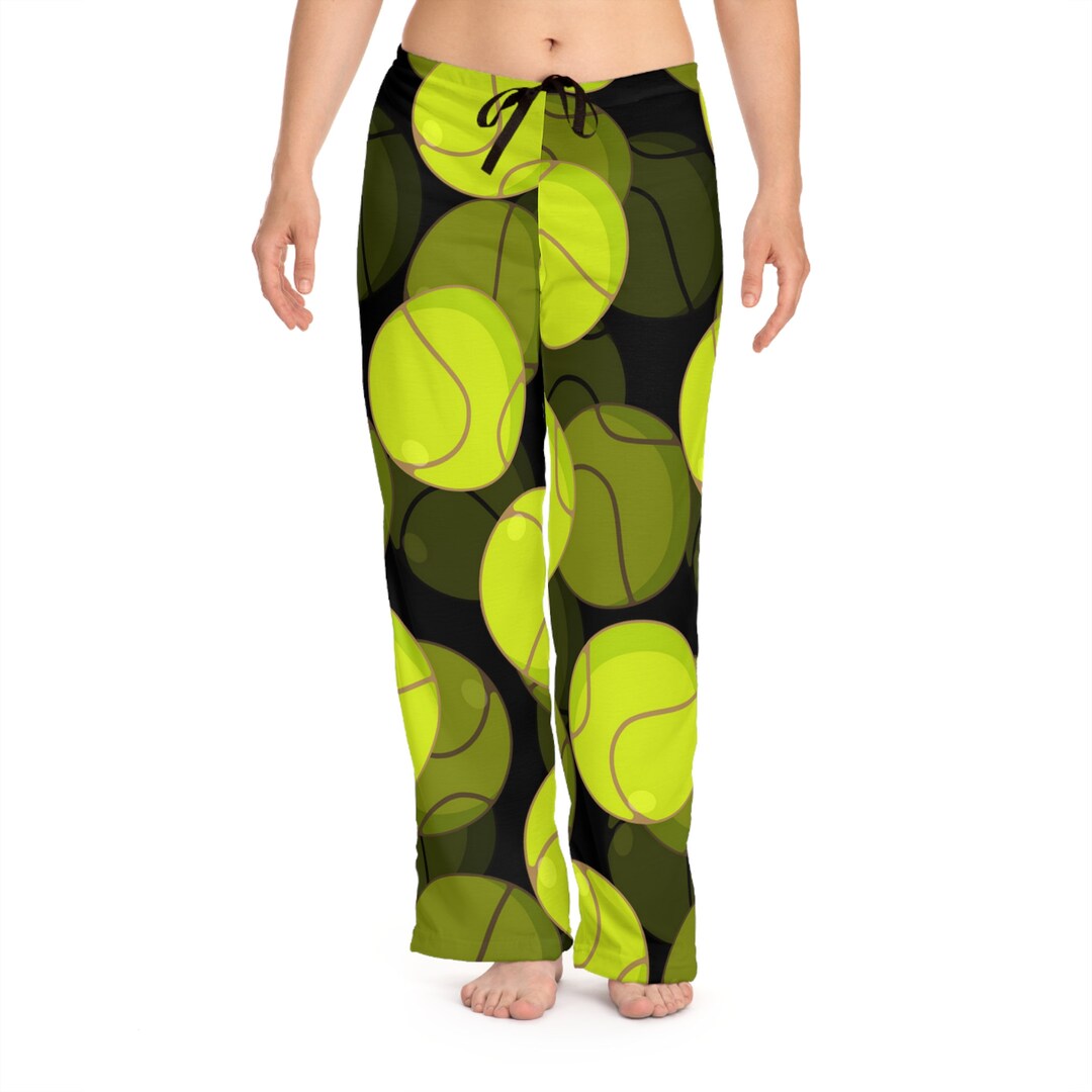 Ladies Tennis Balls Pajama Pants, Tennis Player Pjs, Ladies Novelty Pj