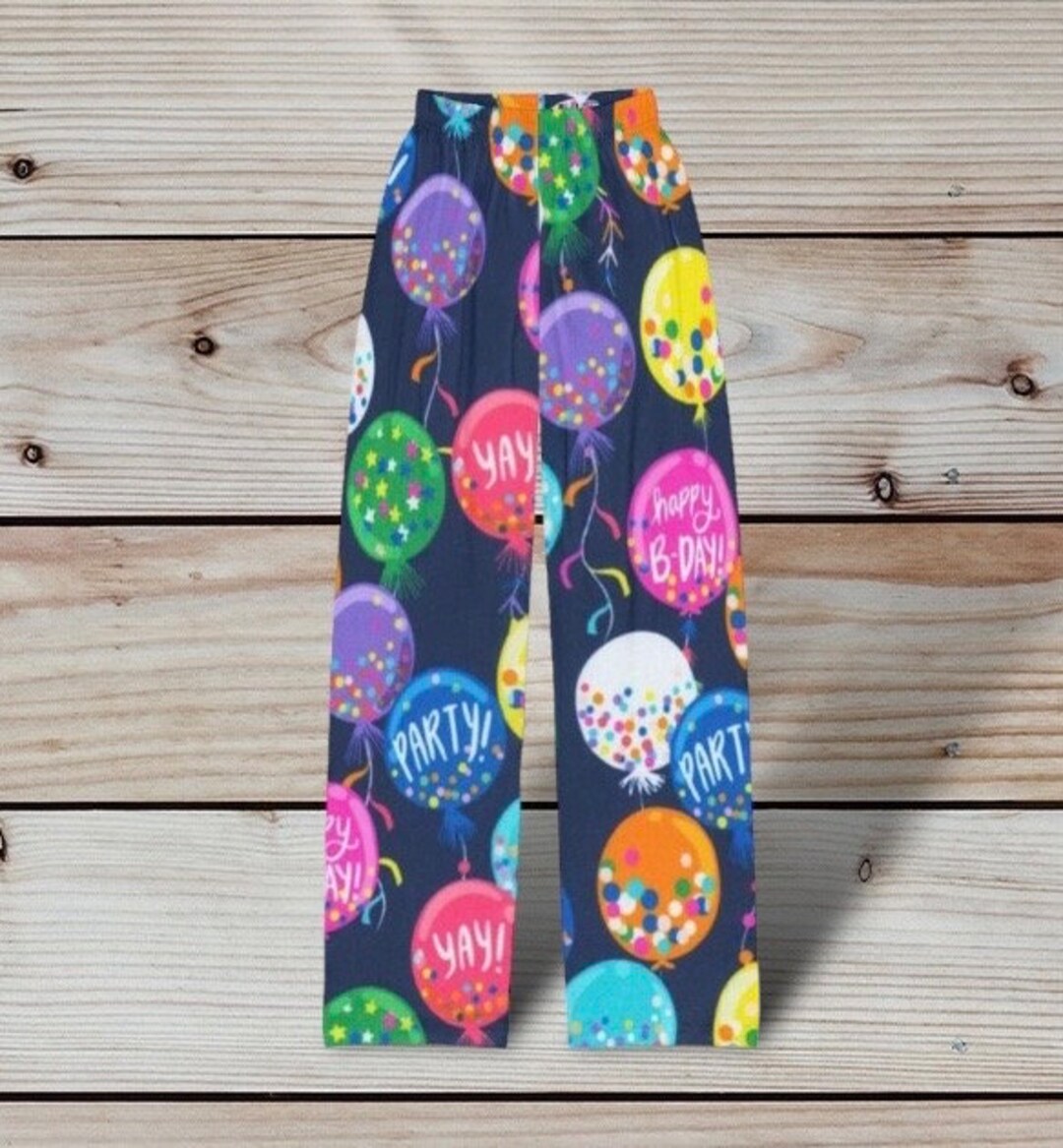 Kids Birthday Balloons Pajama Bottoms, Birthday Party Pj Bottoms, Child