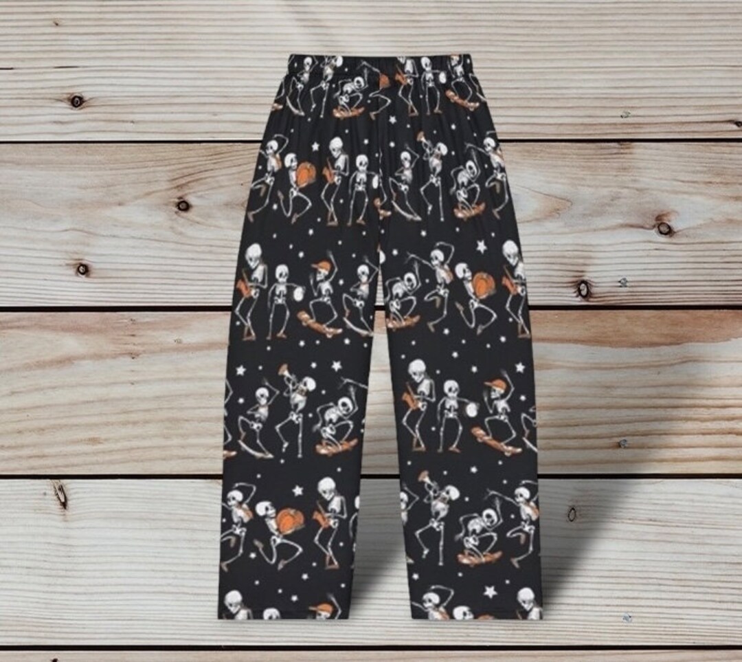 Womens Halloween Pj Pants Skeleton and Pumpkin Ladies Pajama Etsy