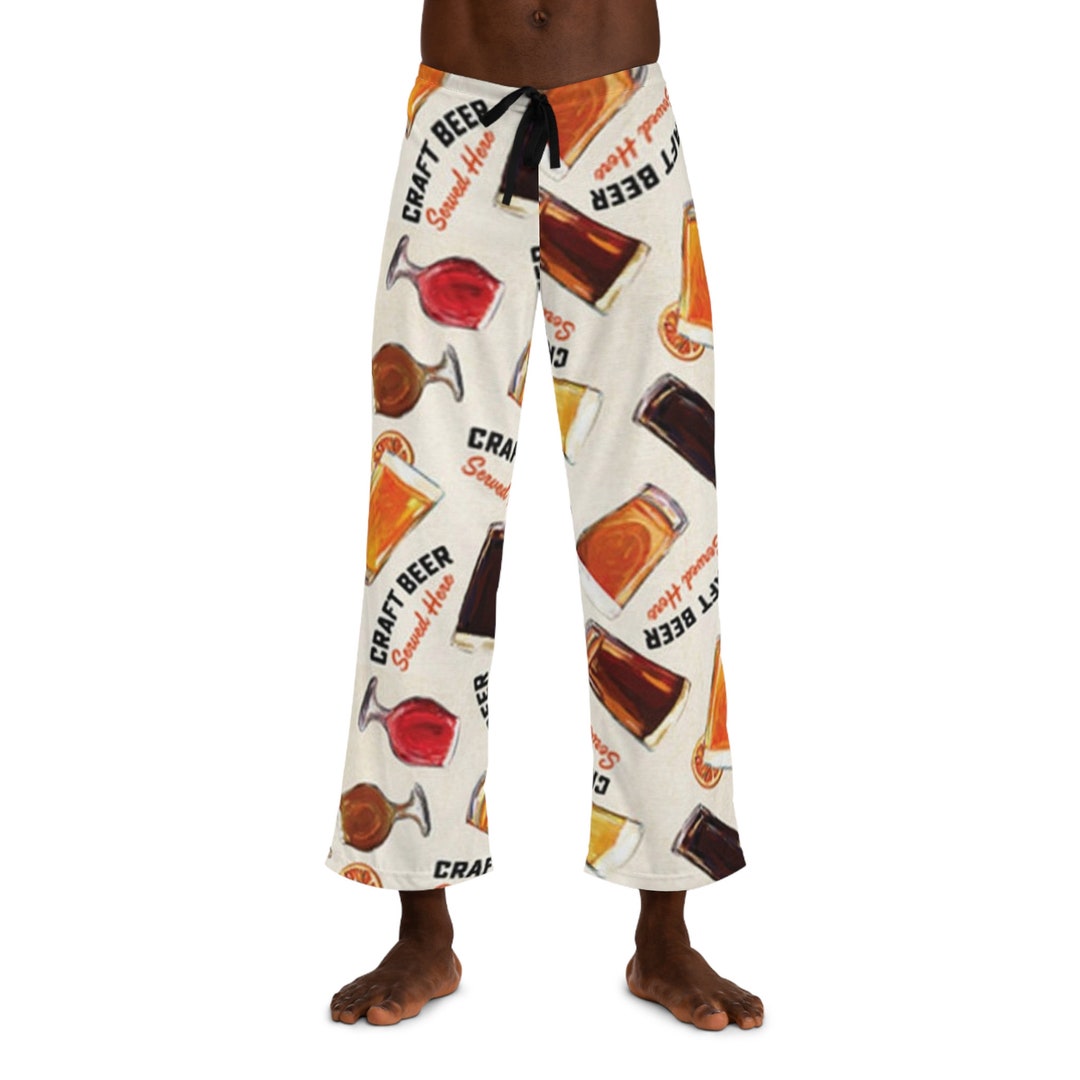 Men's Craft Beer Pajama Pants, Beer Lovers Pj Bottoms, Funny Man Gift