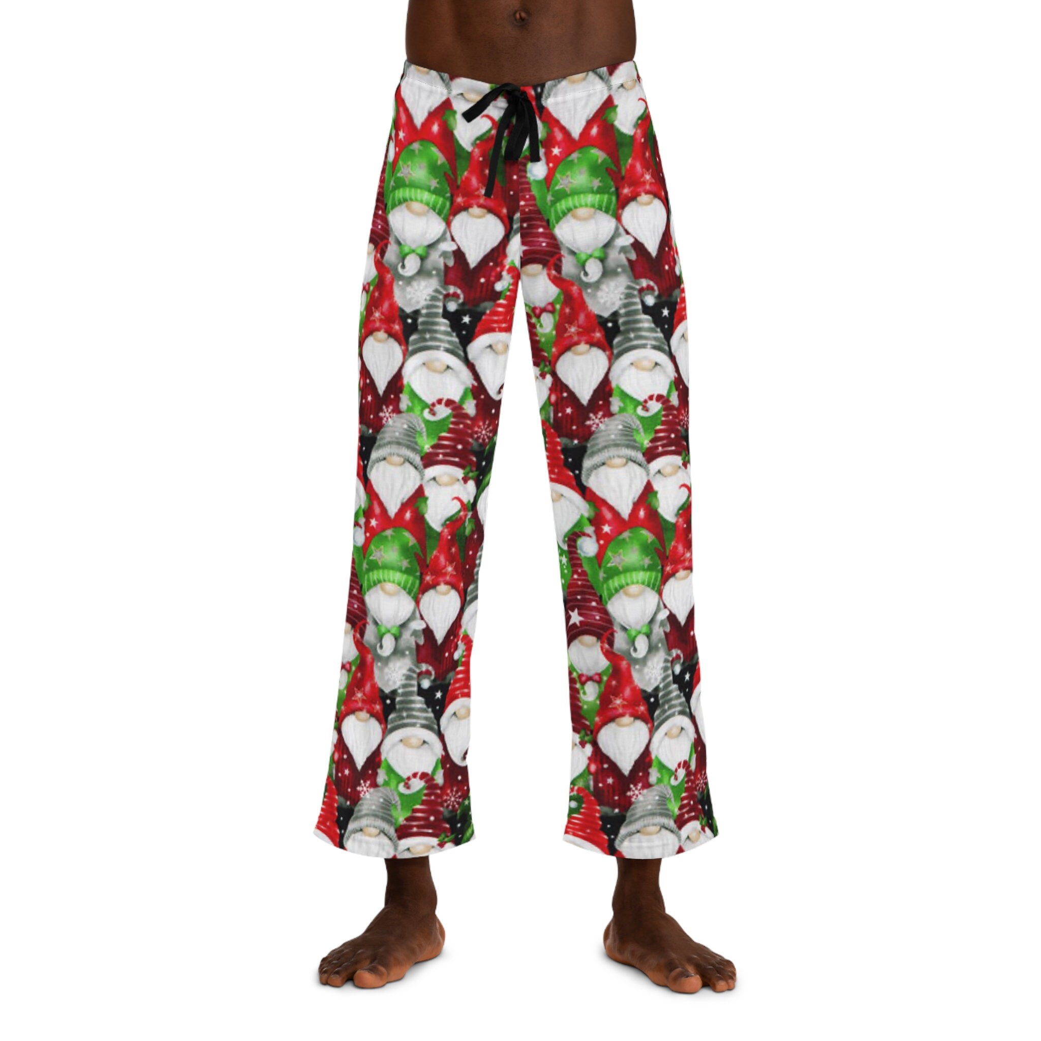 Men's Christmas Gnomes Pajama Pants, Festive Holiday Pj Bottoms, Funny