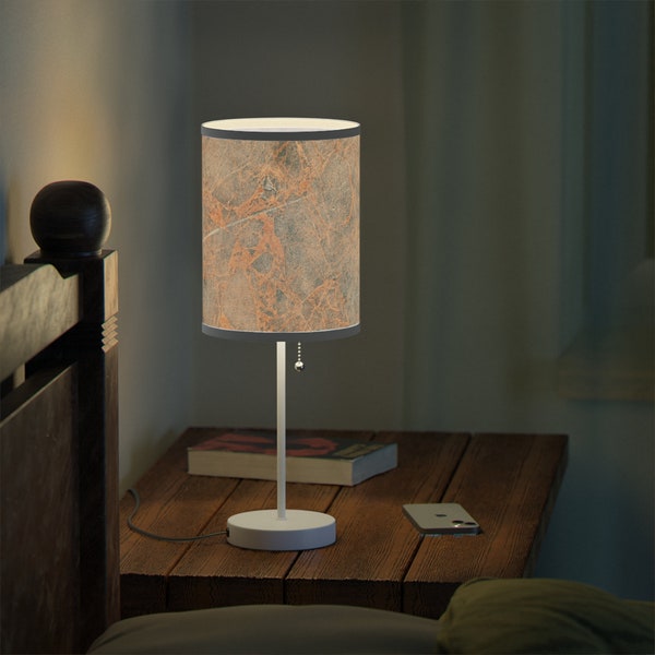 Lampe de table à motif de granit taupe, lampes de décoration intérieure, accessoires de salon, conception d’éclairage, prise US|CA