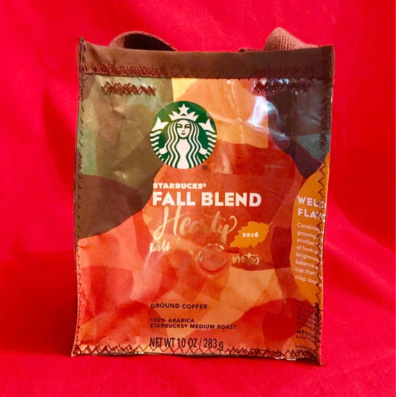 Fun Eco Friendly Purse Made With Recycled Fall Blend Starbucks Coffee Bags Upcycled Repurposed