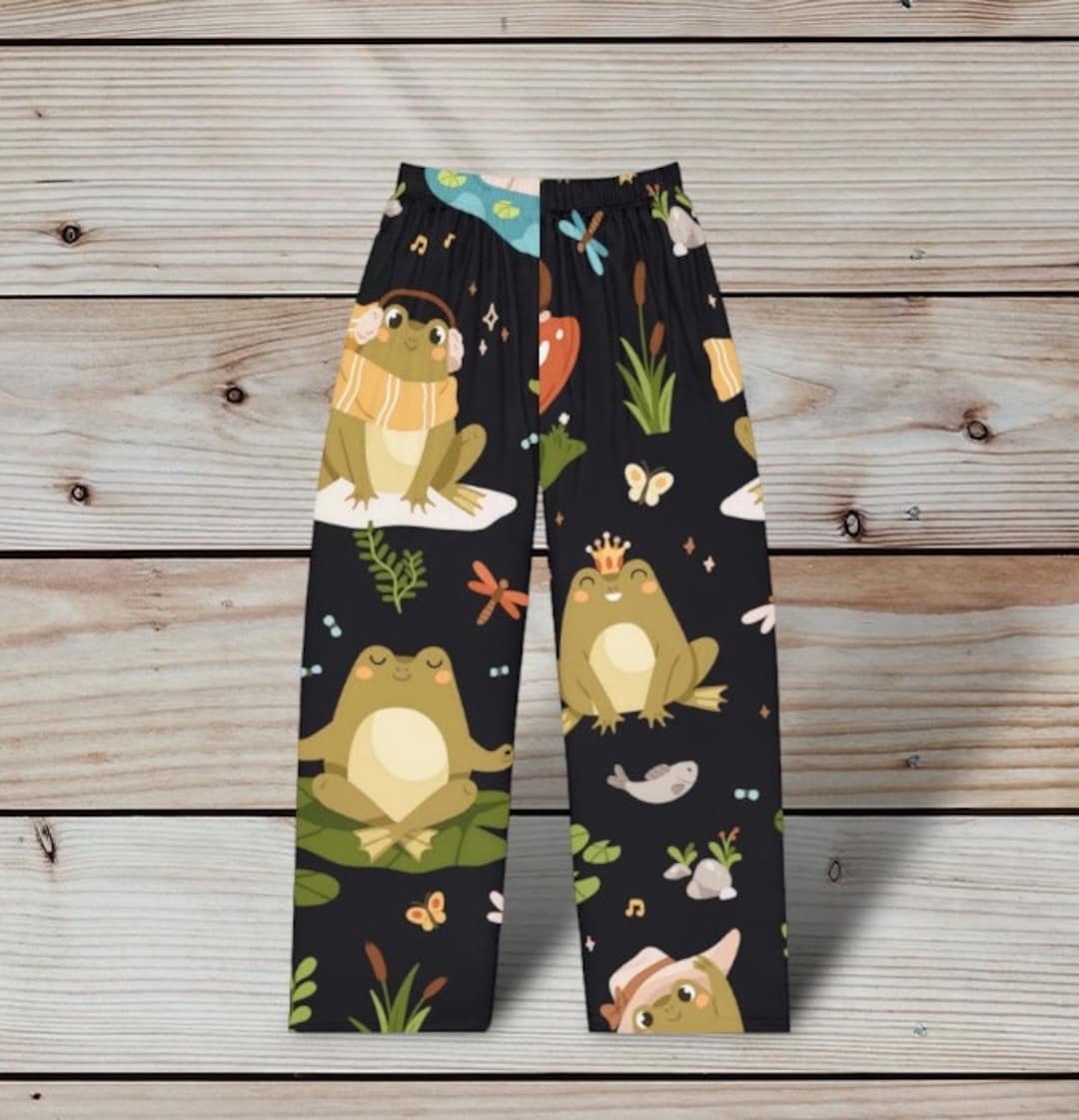 Cottage Core Cute Frogs Pajama Pants Novelty Pj Bottoms Frog Etsy