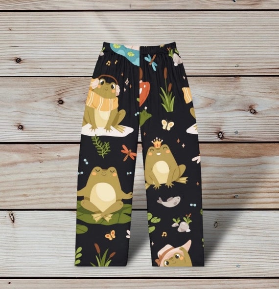 Cottage Core Cute Frogs Pajama Pants, Novelty Pj Bottoms Frog Lovers, Gift  for Her, Ladies Womens Comfy Lounge Pants, Yoga Frog 