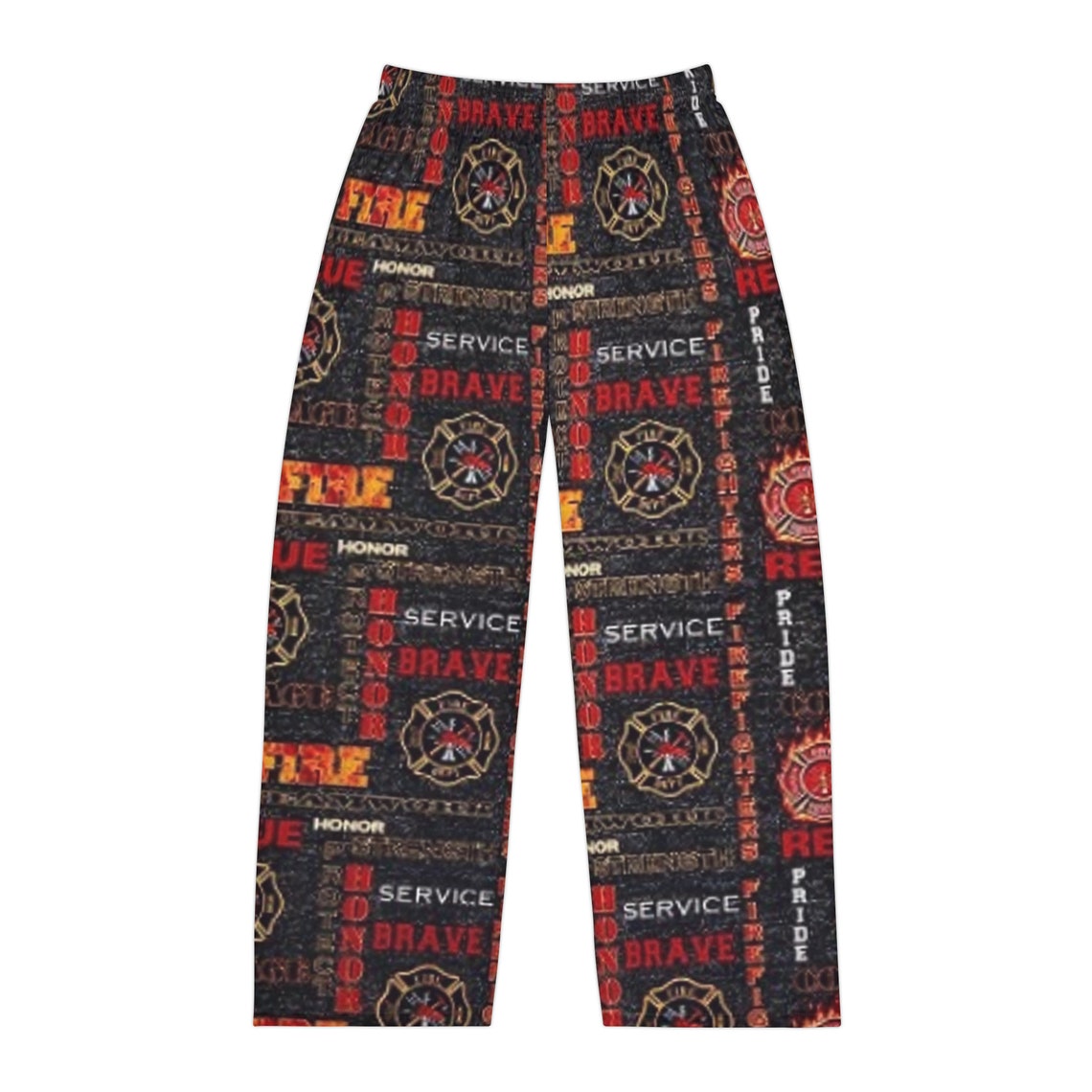 Men's Pajama Pants Firefighter Theme, Fire Fighters Pj Pants, Novelty
