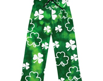 Ladies Shamrock Pajama Pants, St Patricks Day pjs, ladies novelty pj bottoms, fun pj bottoms, womens lounge pants