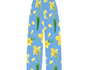Kids daffodils pj bottoms, spring kid fashion pj bottoms, child lounge pants, novelty kids lounge pants, pj bottoms