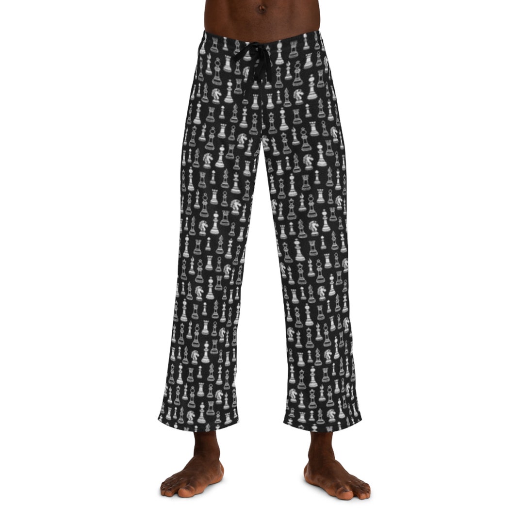 Men's Pajama Pants Chess Pawns, Chess Players Pj Bottoms, Funny Man