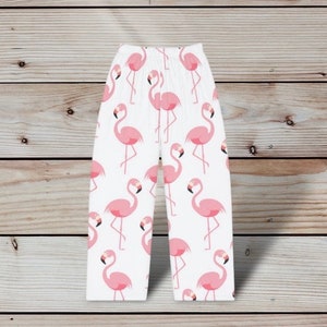 Pink Flamingo Womans Pajamas Shorts with Drawstring Sleep Shorts