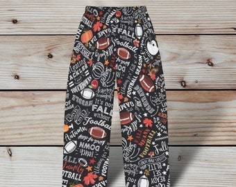 Womens autumn football theme pj pants, game day ladies pajama pants, novelty lounge pants, fall festivities lounge pants