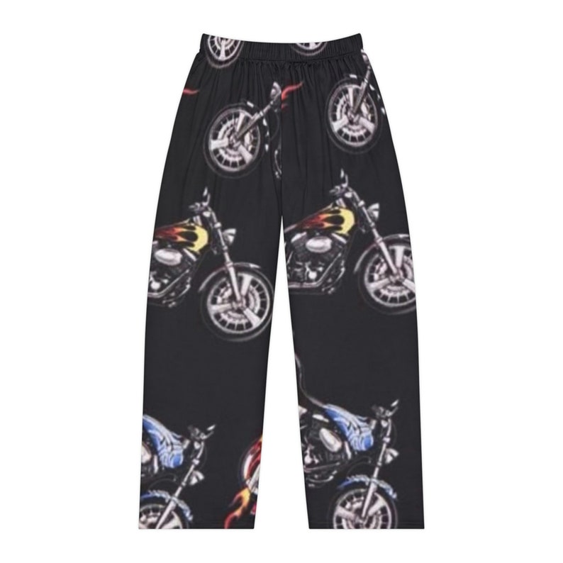 Ladies Motorcycle Print Pj Bottoms, Biker Girl Print Pajama Pants, Women's Novelty Bikes Pattern