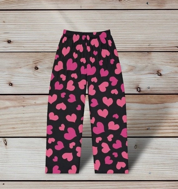 Girls Pink & Blue Soccer Ball & Hearts Soft Sleep Pants Pajama Bottom XS