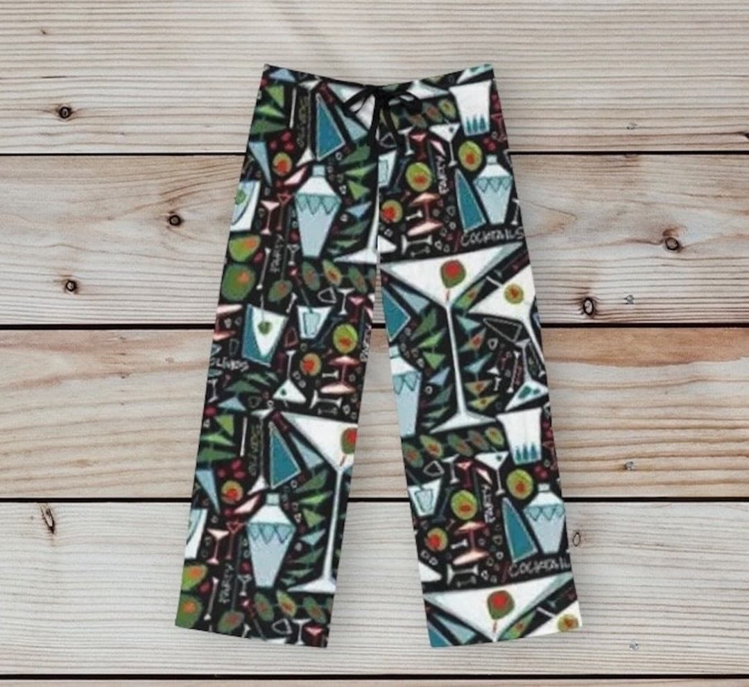 Men's Pajama Pants Martini Cocktails Pj Bottoms Funny Etsy