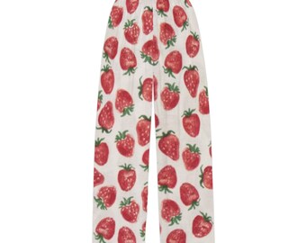 Kids strawberries pajama bottoms, strawberry kid lounge pants, kids pj bottoms, child lounge pants, novelty kids pj pants