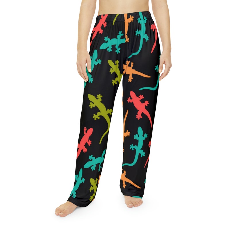 Ladies Lizard Gecko Pj Pants, Lizards Pajama Pants, Novelty Lounge