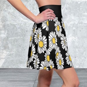 Daisy Flower Flare Skater Skirt Teen Clothing Floral Skirt Reversible Spandex Mini Skirt Womens Fashion Wearable Art Circle Skirt Etsy Australia