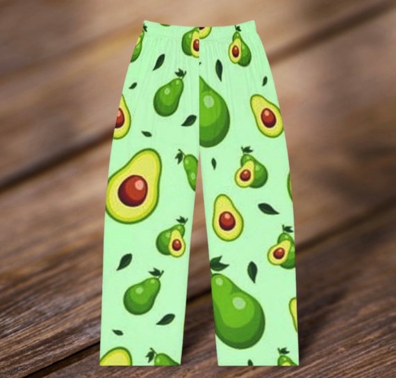 Avocado Pajama Pants, Green Guacamole Pj Pants, Cute Ladies Pajama Pants,  Lounge Pants, Pajama Bottoms 