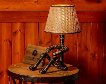 Galaxy Steampunk Lampa Vintage Handgjord Justerbar Rör med Återvunna Kugghjul Rustik Lantlig Industriell Inredning - Robust Metall Bordlampa