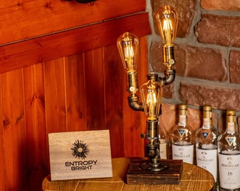 Shadow Steampunk Lampa Vintage Handgjord Justerbar Rör med Återvunna Kugghjul Rustik Lantlig Industriell Inredning - Robust Metall Bordlampa