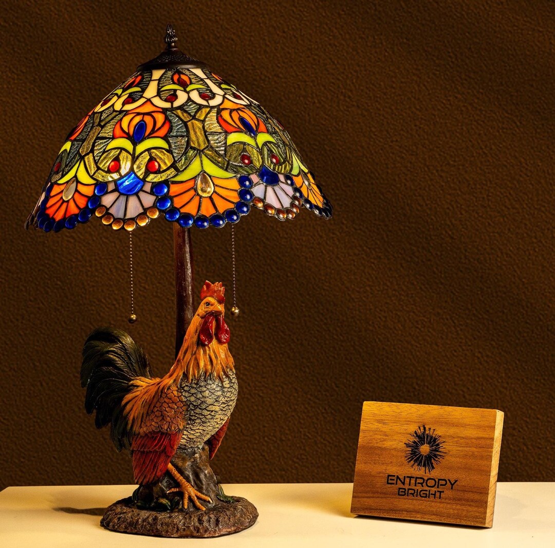 Rooster Sunrise Tiffany Table Lamp With Stained Glass Shade ...