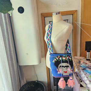 Polka Frida Mochila Wayuu DIY bag tapestry crochet bucket bag colorful design digital PDF pattern for instant download