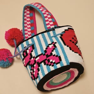 Celebration Mochila Wayuu DIY bag tapestry crochet bucket bag colorful design digital PDF pattern for instant download