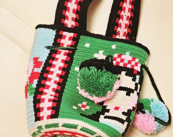 Mochila Wayuu Frida: Patrón PDF de crochet tapiz (descarga digital)